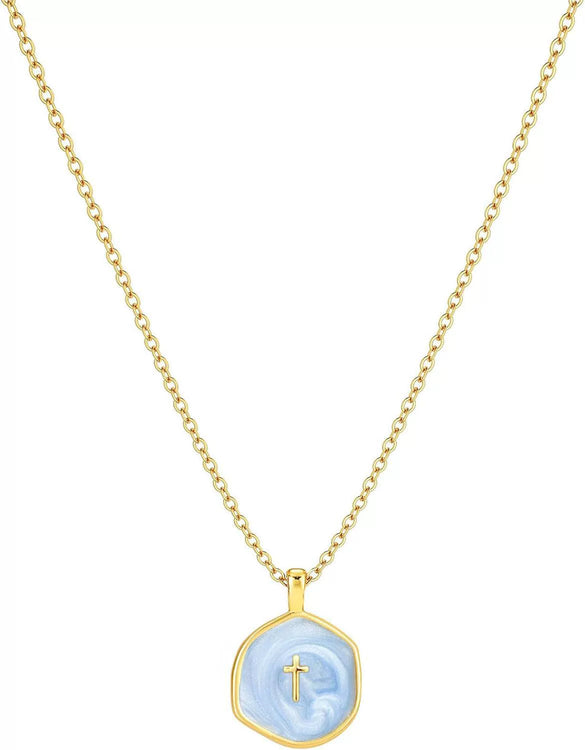 Exquisite Simple Copper Electroplated Cross Necklace With Geometric Pendant For Women In Old Money Style