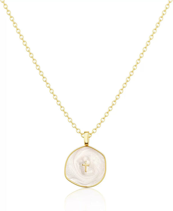 Exquisite Simple Copper Electroplated Cross Necklace With Geometric Pendant For Women In Old Money Style