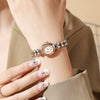 Exquisite Small Women's Bracelet Watch Niche Style Gradient Multicolor With Alloy Strap And Case Round Dial Mineral Reinforced Glass Mirror Single Folding Buckle Spiral Crown