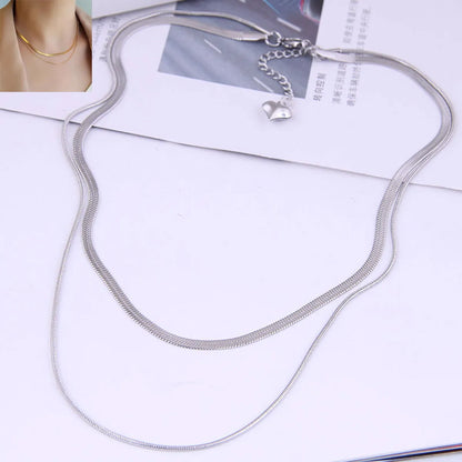 Exquisite Snake Bone Flat Chain Double-Layer Titanium Steel Necklace