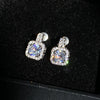 Exquisite Square Platinum Plated Copper Ladies Earrings With Full Diamond Inlaid Zircon For Wholesale