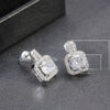 Exquisite Square Platinum Plated Copper Ladies Earrings With Full Diamond Inlaid Zircon For Wholesale