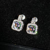 Exquisite Square Platinum Plated Copper Ladies Earrings With Full Diamond Inlaid Zircon For Wholesale