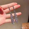 Exquisite Super Flash Inlaid Rhinestone Drop Shaped Hollow Electroplated Earrings For Women