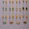 Exquisite Water Drop Glass Stone Clavicle Chain Stainless Steel Bread Edge Necklace 18K Gold Plated For Women Geometric Pattern