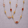 Exquisite Water Drop Glass Stone Clavicle Chain Stainless Steel Bread Edge Necklace 18K Gold Plated For Women Geometric Pattern