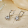Exquisite Women's Copper Micro Pave Zircon Geometric Square Earrings Versatile Fashion Jewelry