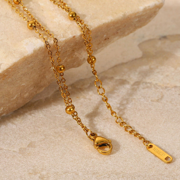 Exquisite Women's Pvd Electroplated Titanium Steel Bead Chain Bracelet With Geometric Design