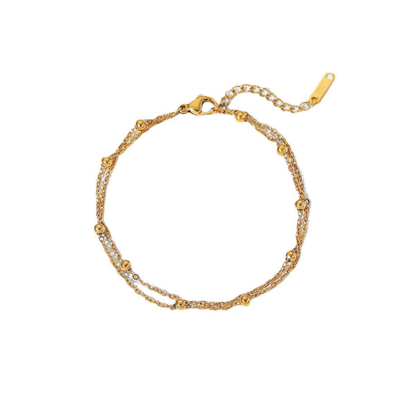 Exquisite Women's Pvd Electroplated Titanium Steel Bead Chain Bracelet With Geometric Design