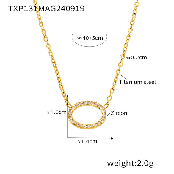 Exquisite Zircon Titanium Steel Ring Bracelet Necklace Set 18K Gold Plated Little Fragrance Style Electroplated