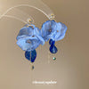 Fabric Chiffon Flower Tassel Handmade Women's Earrings