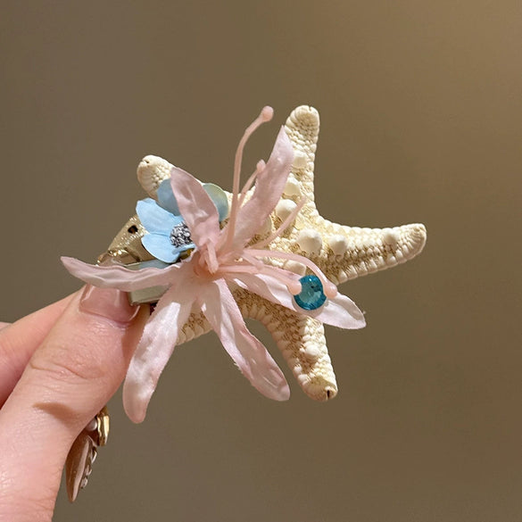 Fabric Diamondencrusted Flower Starfish Women's Duckbill Hairpin Hair Accessories