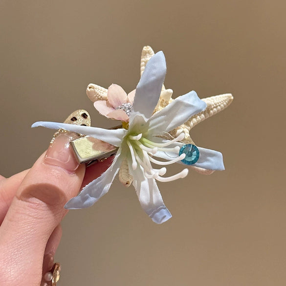 Fabric Diamondencrusted Flower Starfish Women's Duckbill Hairpin Hair Accessories