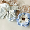 Fabric Doublesided Breathable Blue Spotted Square Handmade Women's High Elasticity Hair Ring
