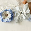 Fabric Doublesided Breathable Blue Spotted Square Handmade Women's High Elasticity Hair Ring