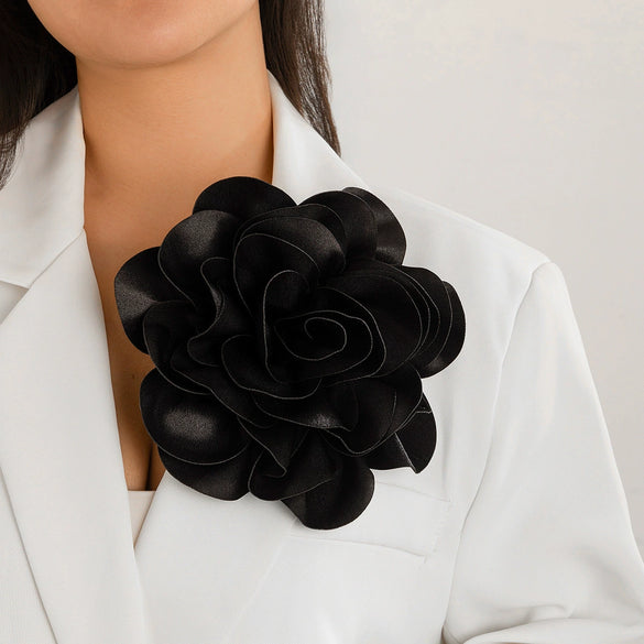 Fabric Exaggerated Big Flower Handmade Dualuse Brooch