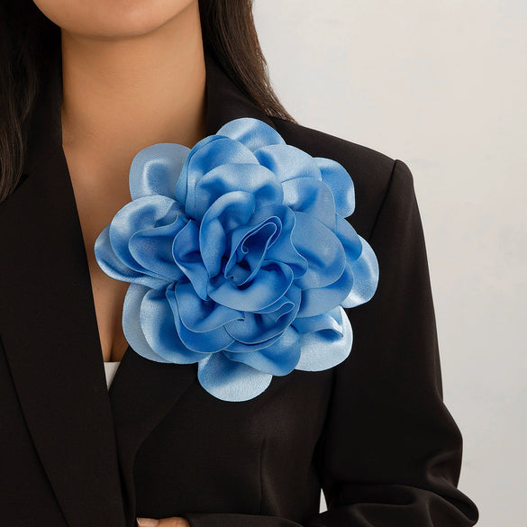Fabric Exaggerated Big Flower Handmade Dualuse Brooch