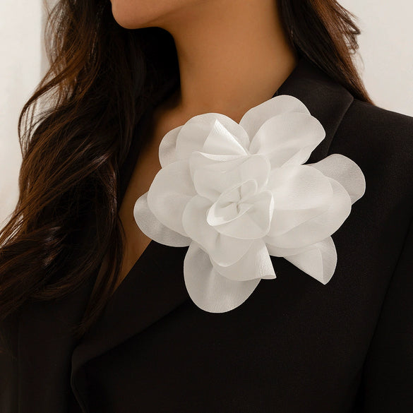 Fabric Flower Handmade Brooch And Duck Bill Clip For Women