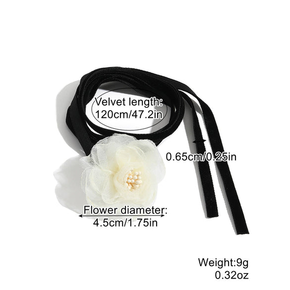 Fabric Flower Lace Ghost Flower Necklace With Geometric Design For Women