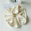 Fabric Hair Accessories Wood Edge Pleated Colon Ring Oversized Flower Bud Ring Handmade