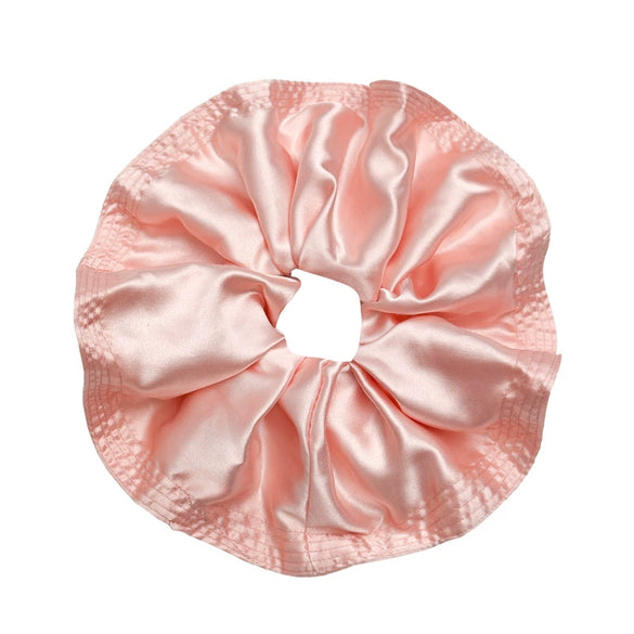 Fabric Hair Accessories Wood Edge Pleated Colon Ring Oversized Flower Bud Ring Handmade