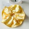 Fabric Hair Accessories Wood Edge Pleated Colon Ring Oversized Flower Bud Ring Handmade