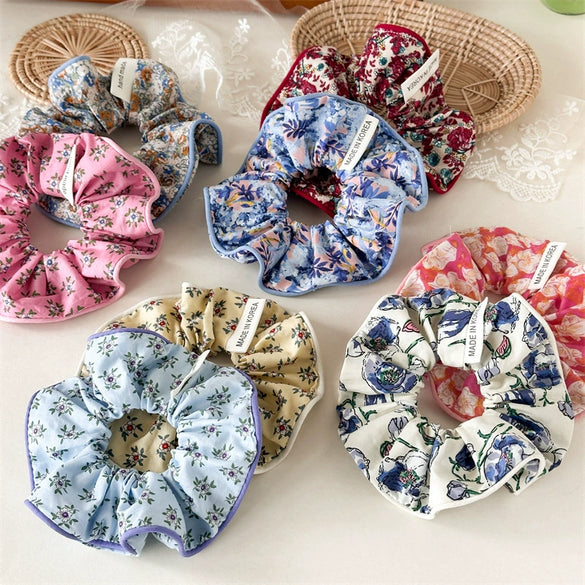 Fabric Handmade Elegant High Elasticity Broken Flower Large Intestine Style Hair Ring Hair Accessories
