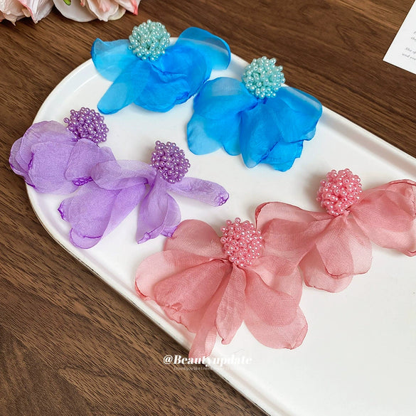 Fabric Handmade Flower Shape Women's Vacation Style Earrings