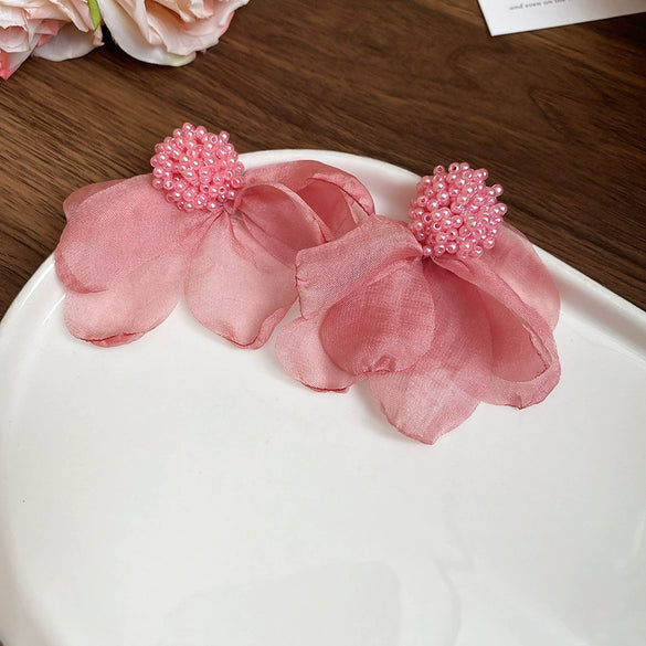 Fabric Handmade Flower Shape Women's Vacation Style Earrings