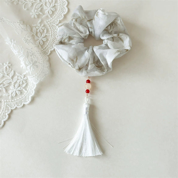 Fabric Handmade Hair Ring With Floral Pattern