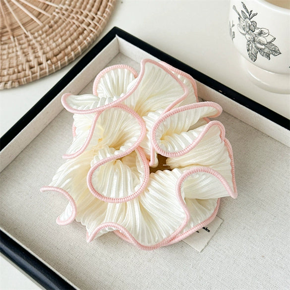 Fabric Handmade High Elasticity Pleated Ruffle Scrunchie For Women