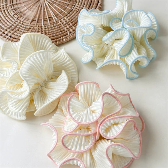 Fabric Handmade High Elasticity Pleated Ruffle Scrunchie For Women