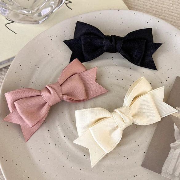 Fabric Handmade Lovely Women's Satin Bow Duckbill Hair Clip Hair Accessories