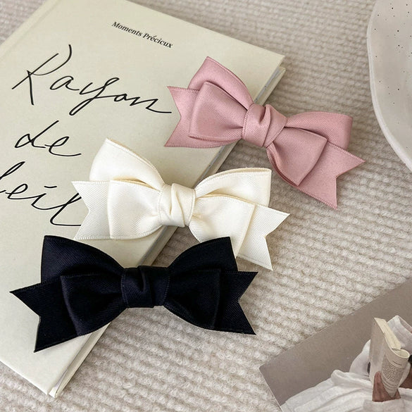 Fabric Handmade Lovely Women's Satin Bow Duckbill Hair Clip Hair Accessories