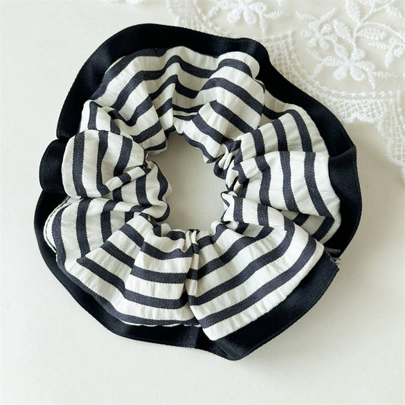 Fabric Handmade Striped Scrunchie Hair Accessory For Ponytail And Hair Bun