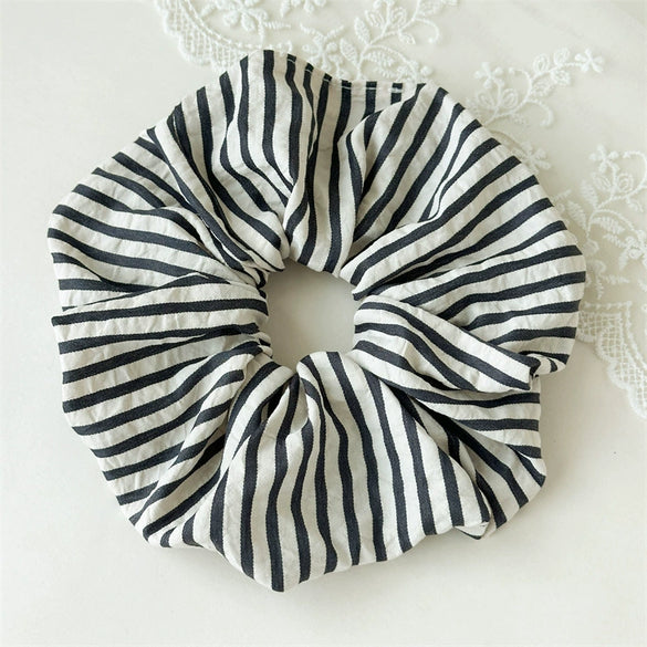 Fabric Handmade Striped Scrunchie Hair Accessory For Ponytail And Hair Bun