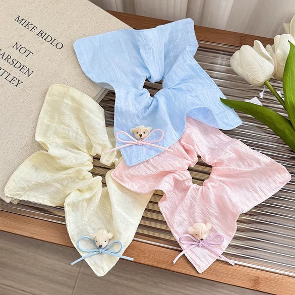 Fabric Handmade Sweet High Elasticity Bear Square Hair Accessory For Women