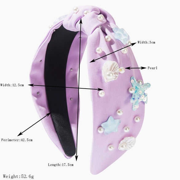 Fabric Headband Set With Pearls For Women Hair Accessories Knot Style