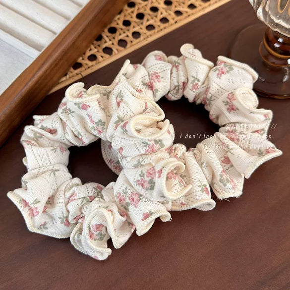 Fabric Knitted Floral Hair Ring And Hair Rope Headdress