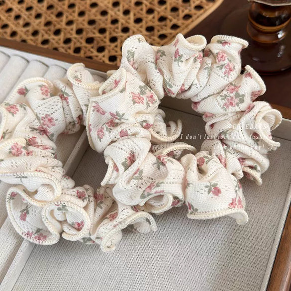 Fabric Knitted Floral Hair Ring And Hair Rope Headdress