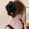 Fabric Mesh Rose Imitation Pearl Handmade Hair Clip For Women High Grade Sense Back Of The Head Shark Clip All Match Grab Hair Accessories