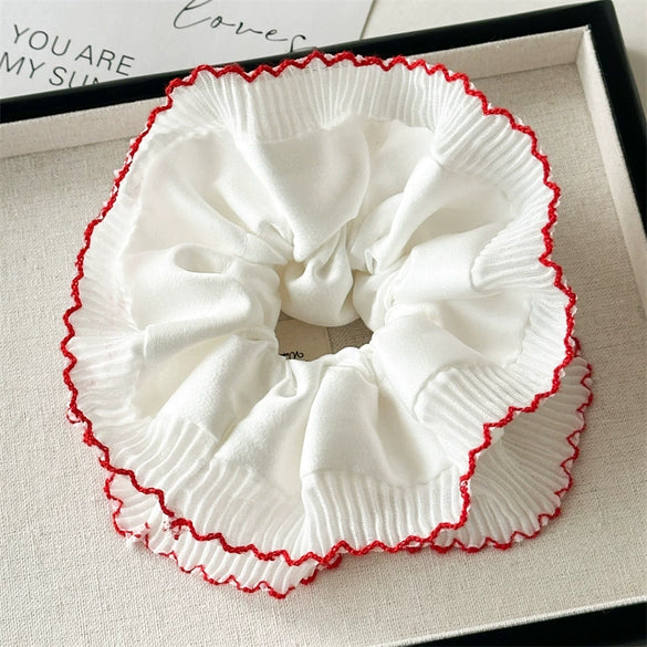 Fabric Red Plaid Intestine Hair Band For Women High Elasticity Seiko Design