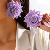 Fabric Sunflower Rose Flower Earrings For Women