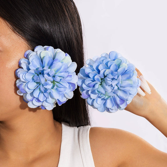 Fabric Sunflower Rose Flower Earrings For Women