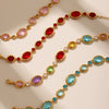 Faceted Czech Glass Anklet Stainless Steel 18K Gold Plated Geometric Women's Foot Jewelry