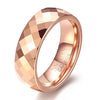 Faceted Geometric Tungsten Steel Couple Rings With Rose Gold Electroplated Finish Minimalist Unisex Jewelry