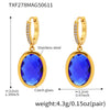 Faceted Oval Czech Glass Geometric Stainless Steel Electroplated Earrings For Women