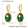 Faceted Oval Czech Glass Geometric Stainless Steel Electroplated Earrings For Women