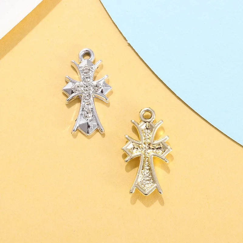 Factory Direct Sales In Stock Wholesale Diy Simple Personalized Diamond Cross UV Color Protection Pendant Bracelet Small Pendant