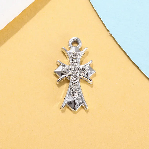 Factory Direct Sales In Stock Wholesale Diy Simple Personalized Diamond Cross UV Color Protection Pendant Bracelet Small Pendant